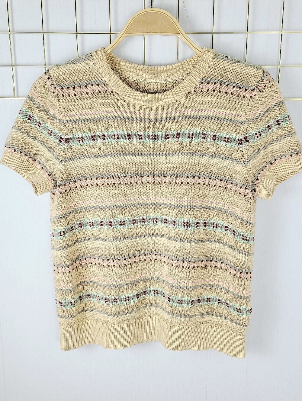 Lauren Ralph Lauren Fair Isle Cotton Linen Short Sleeve Sweater